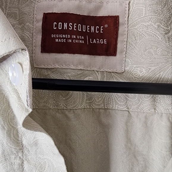 Consequences,Mens, Button Down Shirt, Size Large , Birchwood, City Paisley - Picture 3 of 6